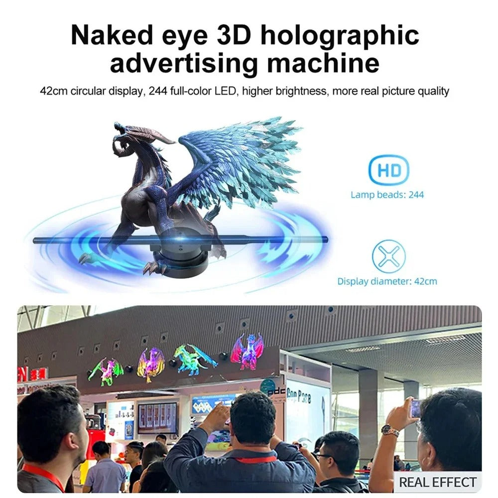 3D Hologram Projector Fan – 224 LED WiFi Display for Advertising & Home Decor